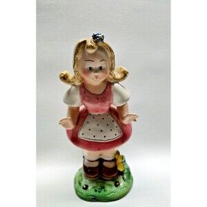 Vintage Blonde Blue Eyes Girl Figurine Italy Frog by Side Italian 6-1/2" Tall